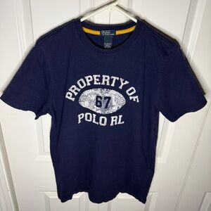 Polo Ralph Lauren Boys XL "Property of Polo RL" Navy Blue Graphic T-shirt Kids
